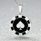 Spade Poker Chip Circle Necklace Stainless Steel or 18k Gold 18-22-Express Your Love Gifts