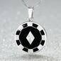 Diamond Poker Chip Circle Necklace Stainless Steel or 18k Gold 18-22-Express Your Love Gifts