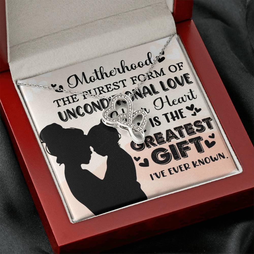 To Mom Greatest Gift Eternal Hearts CZ Necklace 14K White Gold Over Stainless Steel-Express Your Love Gifts