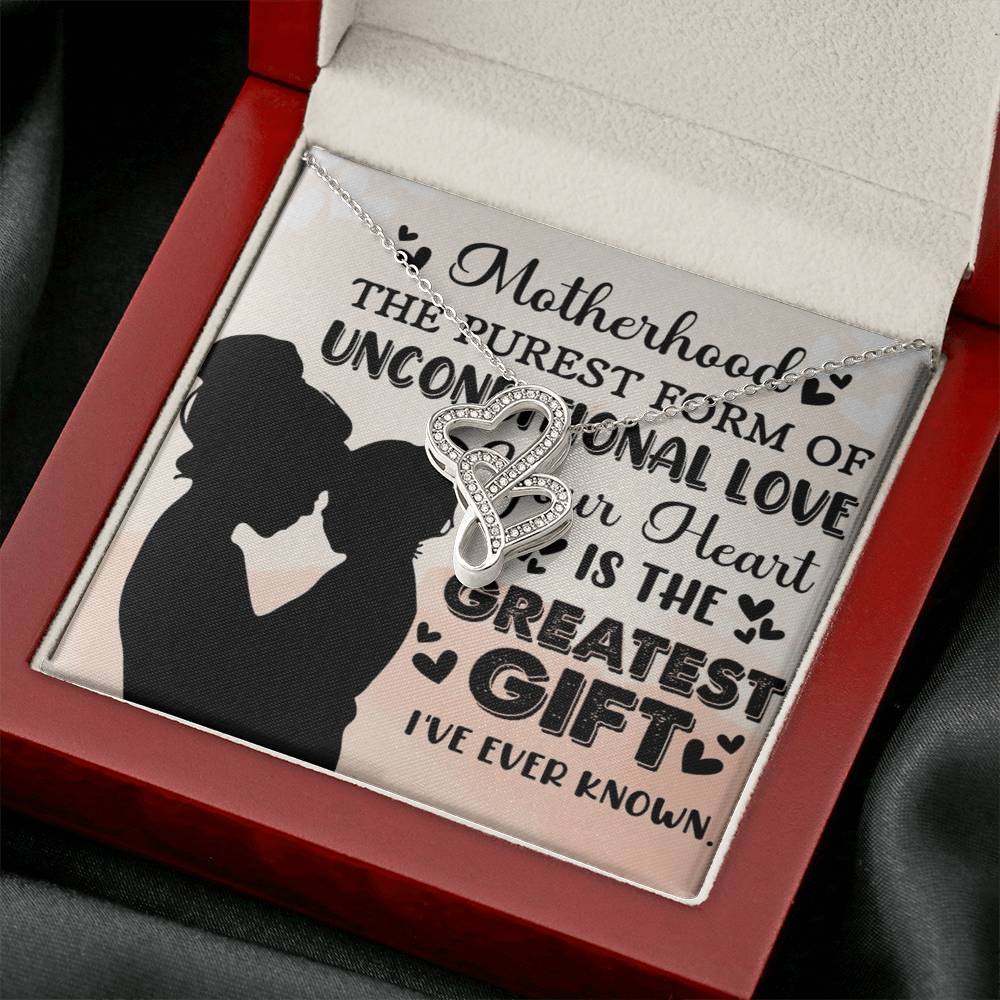 To Mom Greatest Gift Eternal Hearts CZ Necklace 14K White Gold Over Stainless Steel-Express Your Love Gifts