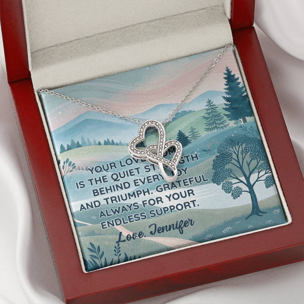 Personalized To Mom Endless Support Eternal Hearts CZ Necklace 14K White Gold Over Stainless Steel-Express Your Love Gifts