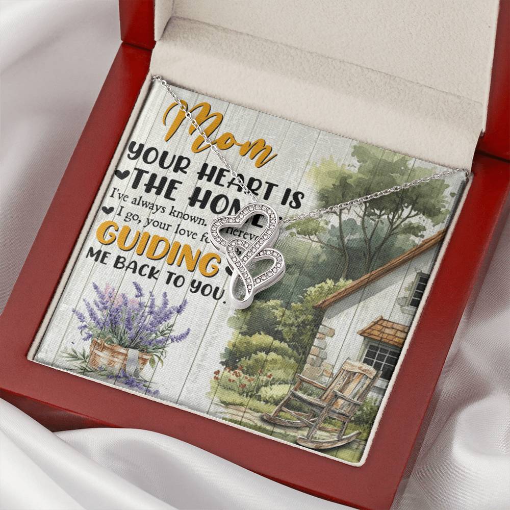 To Mom Your Heart is the Home Eternal Hearts CZ Necklace 14K White Gold Over Stainless Steel-Express Your Love Gifts