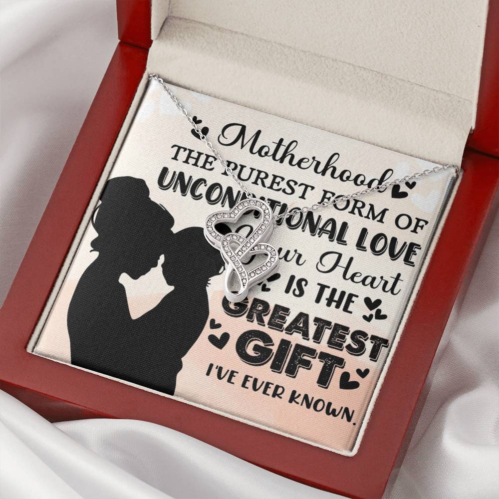 To Mom Greatest Gift Eternal Hearts CZ Necklace 14K White Gold Over Stainless Steel-Express Your Love Gifts