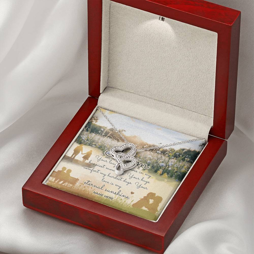 Personalized To Mom Eternal Sunshine of Your Love Eternal Hearts CZ Necklace 14K White Gold Over Stainless Steel-Express Your Love Gifts