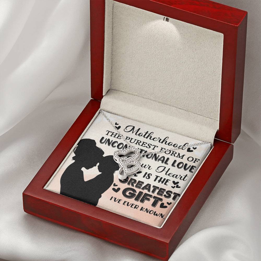 To Mom Greatest Gift Eternal Hearts CZ Necklace 14K White Gold Over Stainless Steel-Express Your Love Gifts