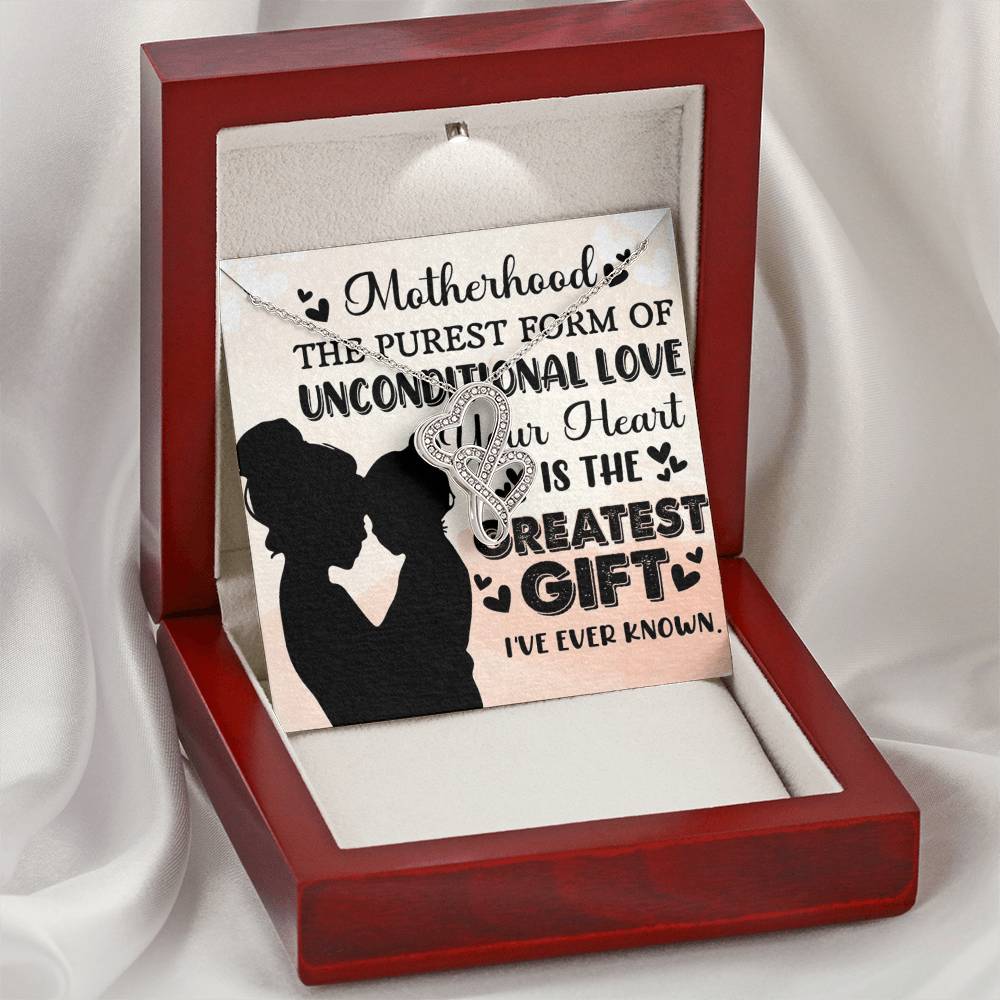 To Mom Greatest Gift Eternal Hearts CZ Necklace 14K White Gold Over Stainless Steel-Express Your Love Gifts