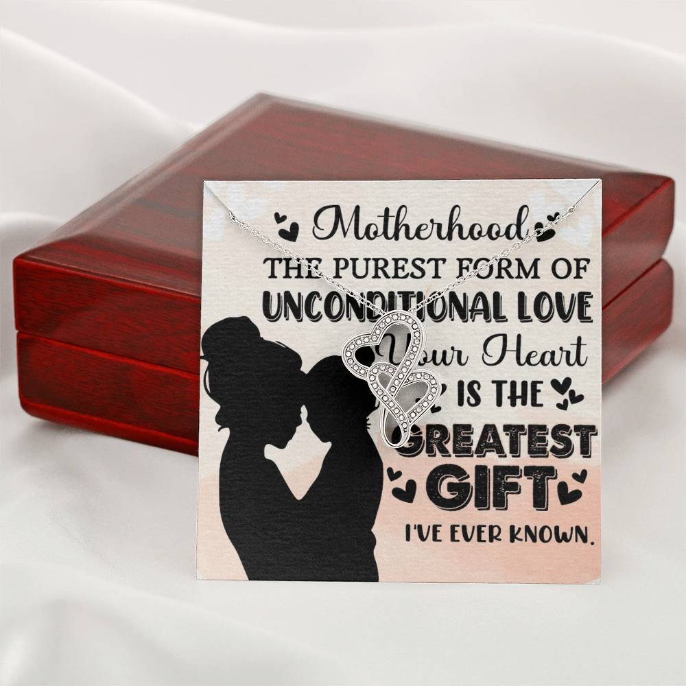 To Mom Greatest Gift Eternal Hearts CZ Necklace 14K White Gold Over Stainless Steel-Express Your Love Gifts