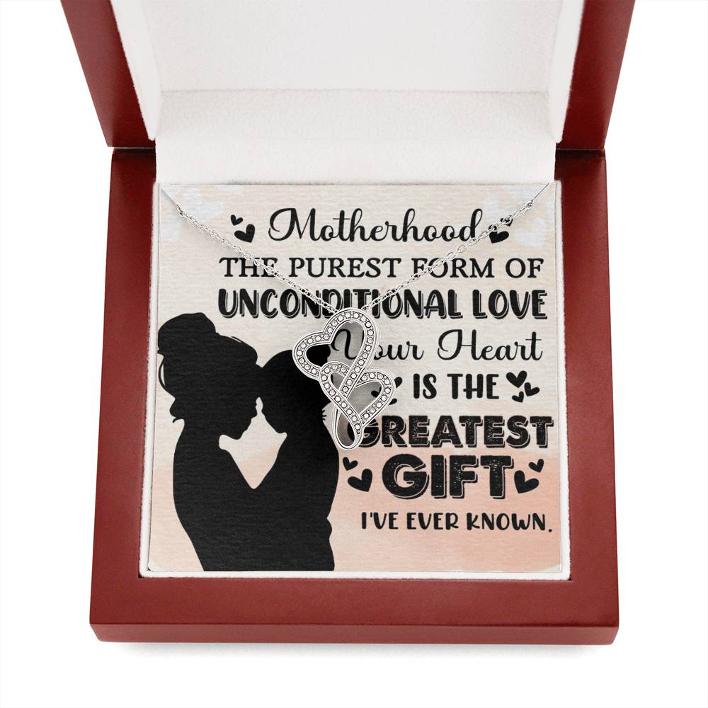 To Mom Greatest Gift Eternal Hearts CZ Necklace 14K White Gold Over Stainless Steel-Express Your Love Gifts