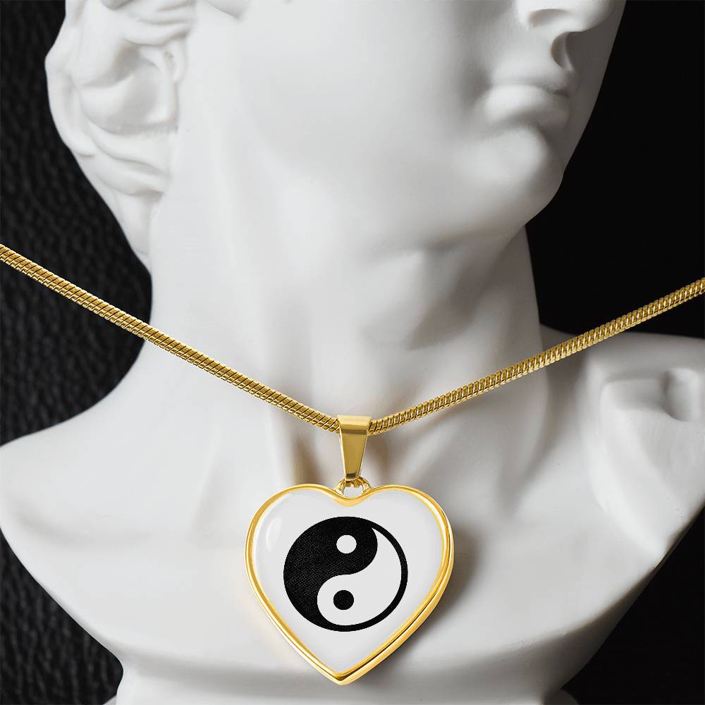 Yin Yang Heart Pendant Necklace Stainless Steel or 18k Gold Heart Pendant 18-22"-Express Your Love Gifts