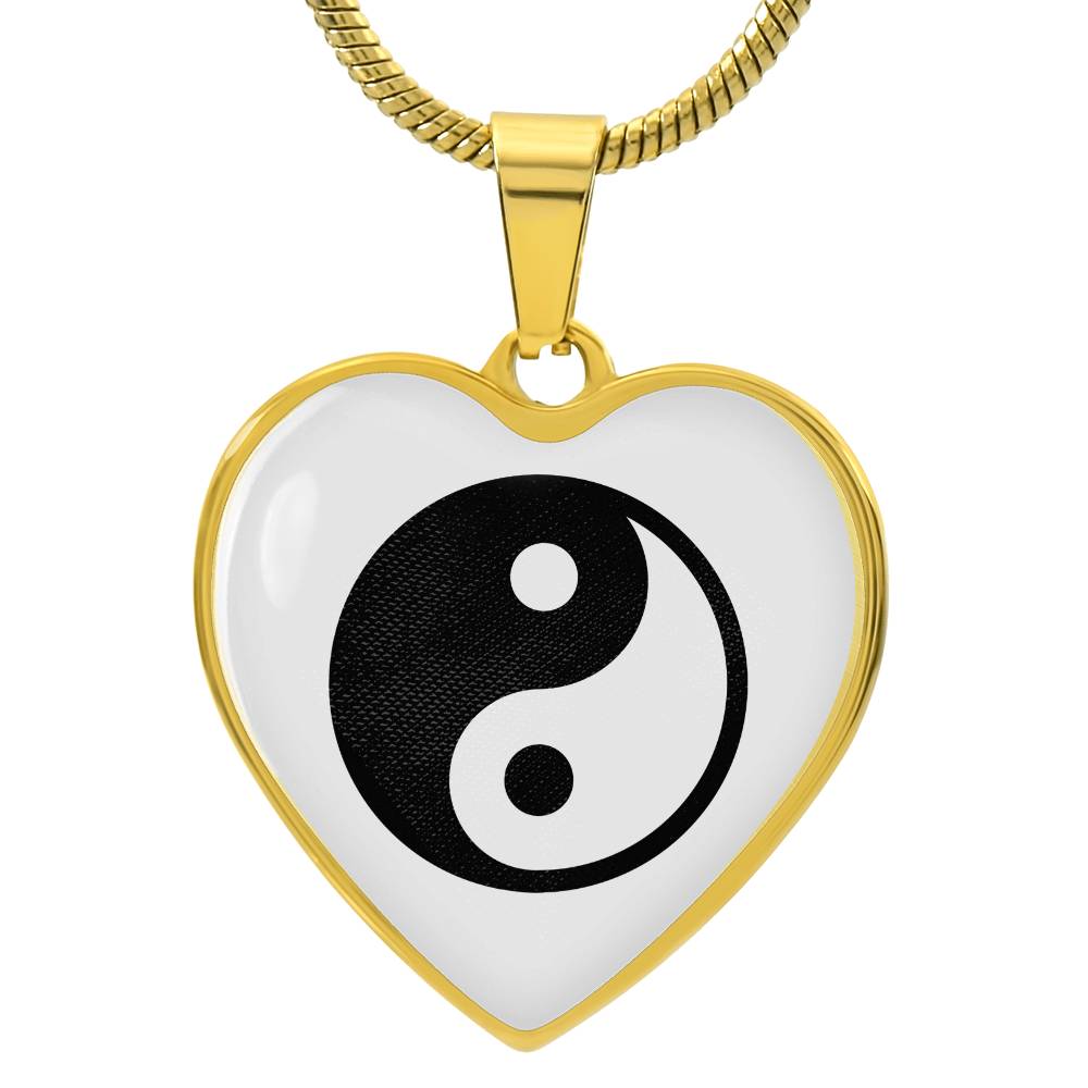 Yin Yang Heart Pendant Necklace Stainless Steel or 18k Gold Heart Pendant 18-22"-Express Your Love Gifts