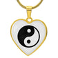Yin Yang Heart Pendant Necklace Stainless Steel or 18k Gold Heart Pendant 18-22"-Express Your Love Gifts