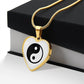 Yin Yang Heart Pendant Necklace Stainless Steel or 18k Gold Heart Pendant 18-22"-Express Your Love Gifts