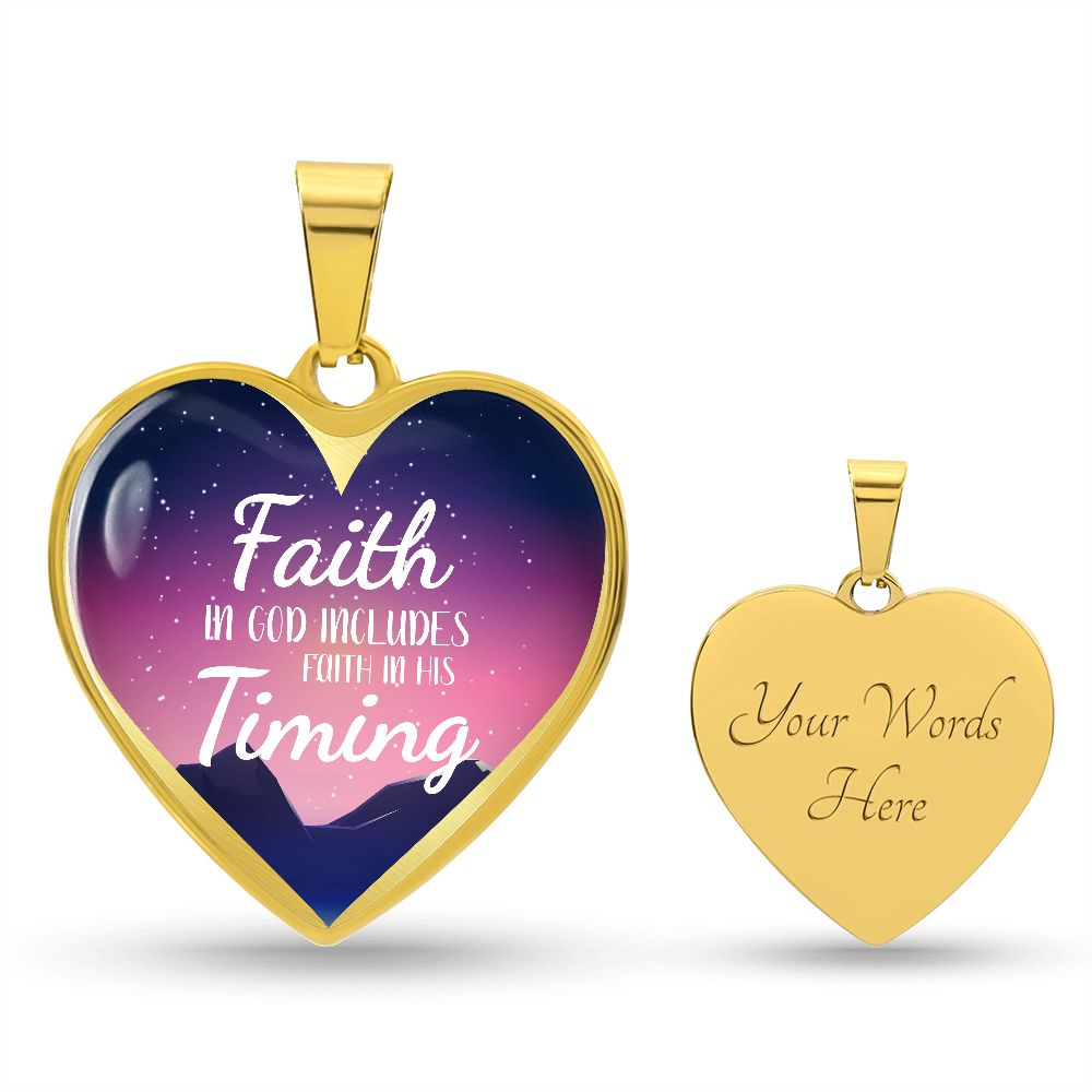 God's Timing Habakkuk 2:3 Necklace Stainless Steel or 18k Gold Heart Pendant 18-22"-Express Your Love Gifts