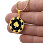 Spade Poker Chip Circle Necklace Stainless Steel or 18k Gold 18-22-Express Your Love Gifts