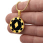 Diamond Poker Chip Circle Necklace Stainless Steel or 18k Gold 18-22-Express Your Love Gifts