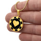 Heart Poker Chip Circle Necklace Stainless Steel or 18k Gold 18-22-Express Your Love Gifts