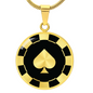 Spade Poker Chip Circle Necklace Stainless Steel or 18k Gold 18-22-Express Your Love Gifts