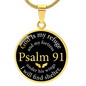 Psalm 91 God is My Refuge Circle Necklace Stainless Steel or 18k Gold 18-22-Express Your Love Gifts
