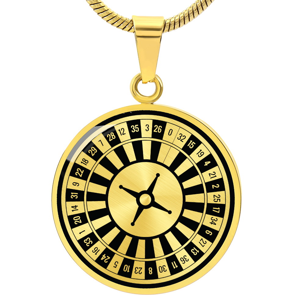 Roulette Circle Necklace Stainless Steel or 18k Gold 18-22-Express Your Love Gifts