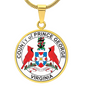 Virginia Prince George County Seal Circle Necklace Stainless Steel or 18k Gold Circle Pendant 18-22"-Express Your Love Gifts