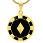 Diamond Poker Chip Circle Necklace Stainless Steel or 18k Gold 18-22-Express Your Love Gifts