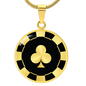 Clubs Poker Chip Circle Necklace Stainless Steel or 18k Gold 18-22-Express Your Love Gifts
