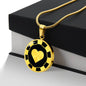 Heart Poker Chip Circle Necklace Stainless Steel or 18k Gold 18-22-Express Your Love Gifts
