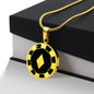 Diamond Poker Chip Circle Necklace Stainless Steel or 18k Gold 18-22-Express Your Love Gifts