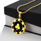 Clubs Poker Chip Circle Necklace Stainless Steel or 18k Gold 18-22-Express Your Love Gifts