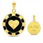 Heart Poker Chip Circle Necklace Stainless Steel or 18k Gold 18-22-Express Your Love Gifts