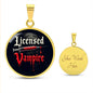 Licensed Vampire Phlebotomist Nurse Circle Necklace Stainless Steel or 18k Gold Circle Pendant 18-22"-Express Your Love Gifts