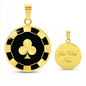 Clubs Poker Chip Circle Necklace Stainless Steel or 18k Gold 18-22-Express Your Love Gifts