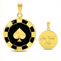 Spade Poker Chip Circle Necklace Stainless Steel or 18k Gold 18-22-Express Your Love Gifts