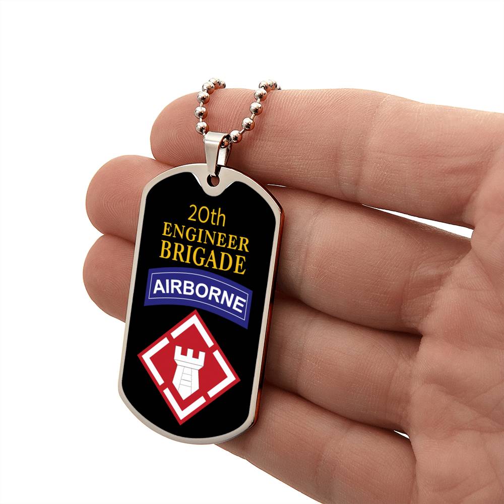 20th Engineer Brigade Necklace Dog Tag Stainless Steel or 18k Gold 24" Chain-Express Your Love Gifts