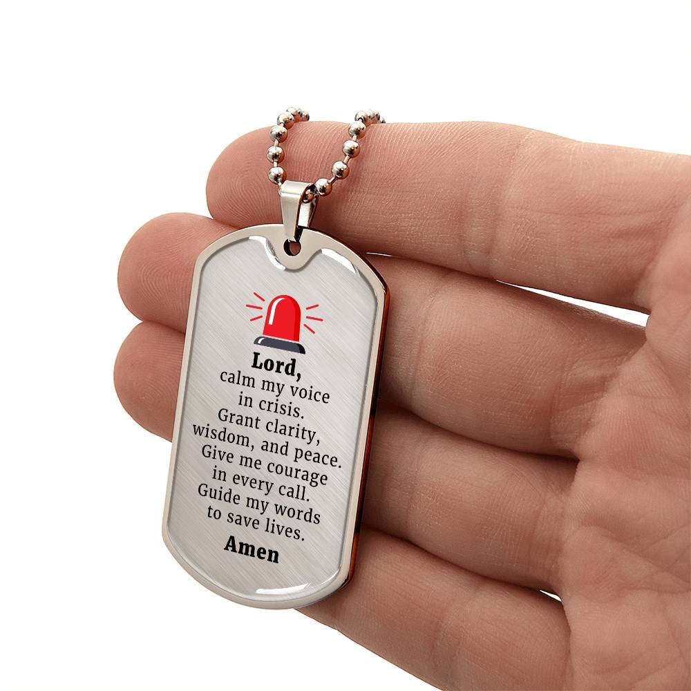 Dispatcher's Prayer Necklace Stainless Steel or 18k Gold Dog Tag 24" Chain-Express Your Love Gifts