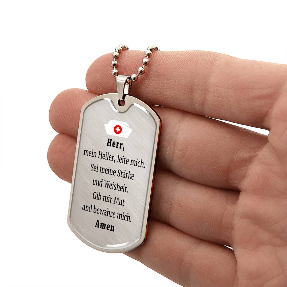 Krankenschwester Krankenpfleger Nurse Prayer Necklace Stainless Steel or 18k Gold Dog Tag 24" Chain-Express Your Love Gifts