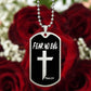 Fear No Evil Psalm 23.4 Necklace Dog Tag Stainless Steel or 18k Gold w 24" Chain-Express Your Love Gifts