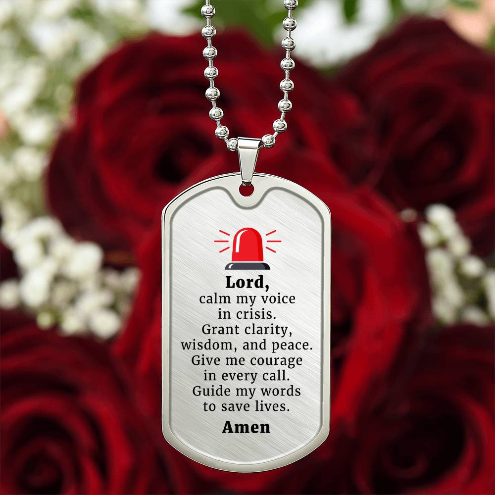 Dispatcher's Prayer Necklace Stainless Steel or 18k Gold Dog Tag 24" Chain-Express Your Love Gifts
