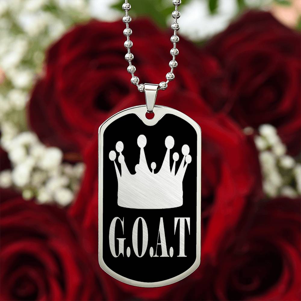 GOAT Greatest of All Time Necklace Dog Tag Stainless Steel or 18k Gold w 24"Chain-Express Your Love Gifts