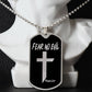 Fear No Evil Psalm 23.4 Necklace Dog Tag Stainless Steel or 18k Gold w 24" Chain-Express Your Love Gifts