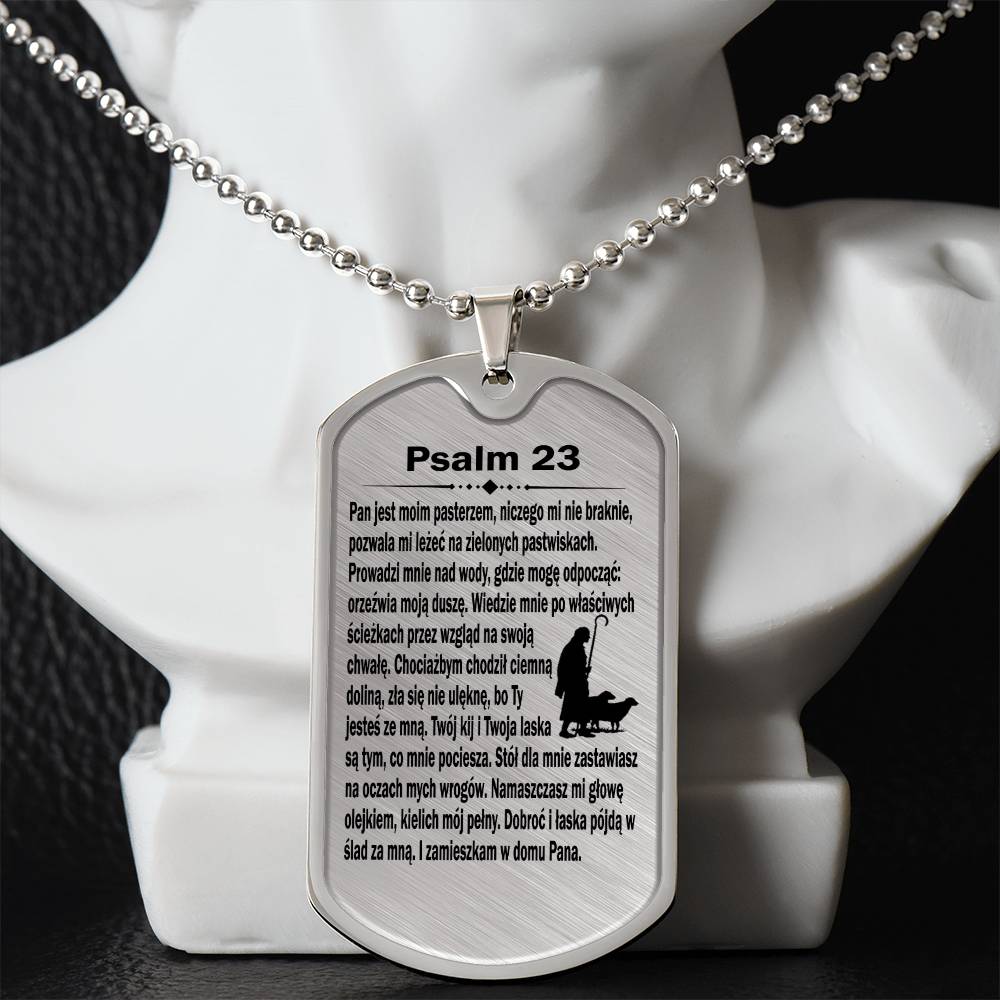 Psalm 23 Polish Psalm Dawida Necklace Dog Tag Stainless Steel or 18k Gold w 24" Chain-Express Your Love Gifts