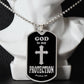 God is My Protection Psalm 91 Necklace Dog Tag Stainless Steel or 18k Gold w 24" Chain-Express Your Love Gifts