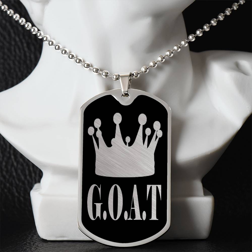 GOAT Greatest of All Time Necklace Dog Tag Stainless Steel or 18k Gold w 24"Chain-Express Your Love Gifts