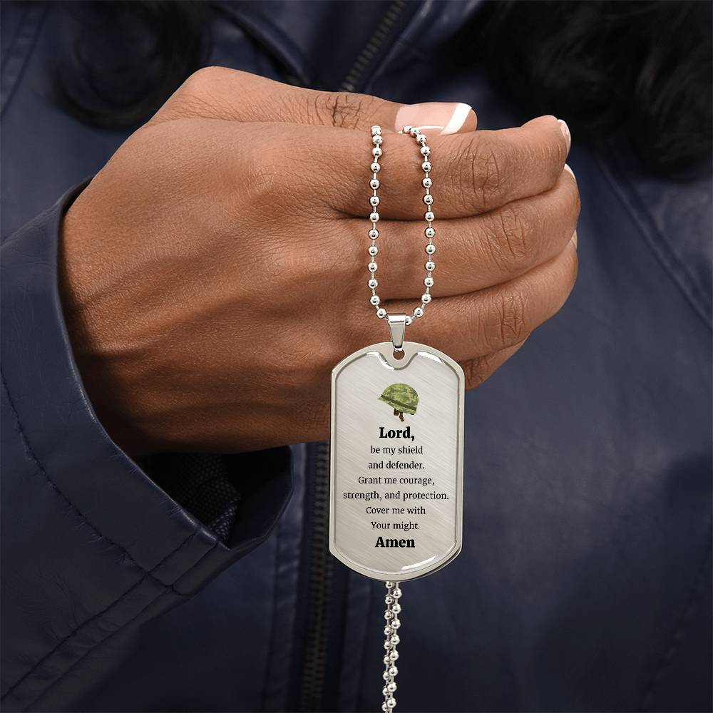 Soldier's Prayer Necklace Stainless Steel or 18k Gold Dog Tag 24" Chain-Express Your Love Gifts