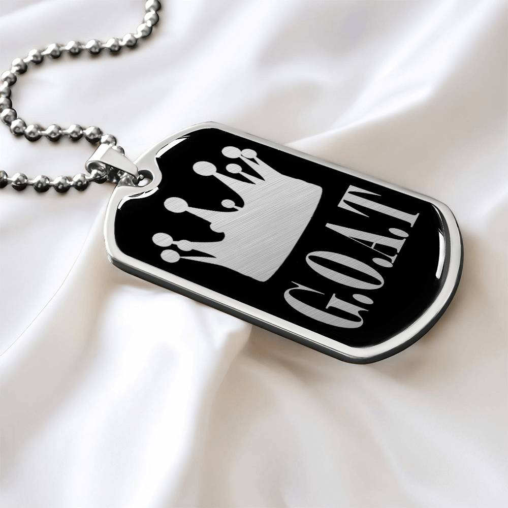 GOAT Greatest of All Time Necklace Dog Tag Stainless Steel or 18k Gold w 24"Chain-Express Your Love Gifts