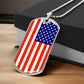 Country Pride Red, White and Blue Steel US Flag Stainless Steel Silver Tone or 18k Gold Military Dog Tag Necklace w 24" Ball Chain-Express Your Love Gifts