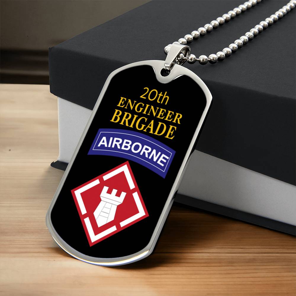20th Engineer Brigade Necklace Dog Tag Stainless Steel or 18k Gold 24" Chain-Express Your Love Gifts