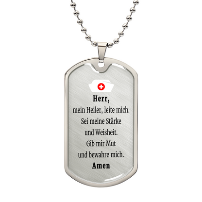 Krankenschwester Krankenpfleger Nurse Prayer Necklace Stainless Steel or 18k Gold Dog Tag 24" Chain-Express Your Love Gifts
