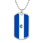 El Salvador Flag Necklace Stainless Steel or 18k Gold Dog Tag 24" Chain-Express Your Love Gifts