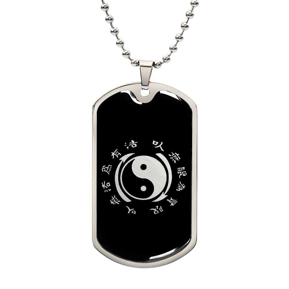 Yin Yang Dog Tag Necklace - Symbol of Harmony and Strength Dog Tag Stainless Steel or 18k Gold w 24" Chain-Express Your Love Gifts
